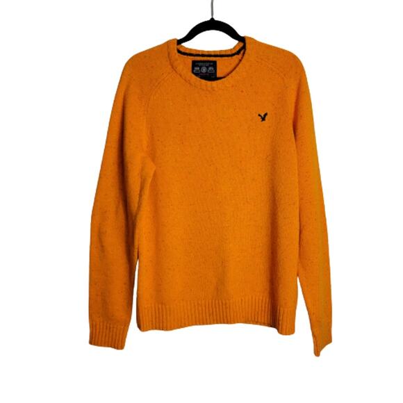 American Eagle Sweater Orange Cotton Elbow Patch Academia Athletic Large #181 - Picture 1 of 10